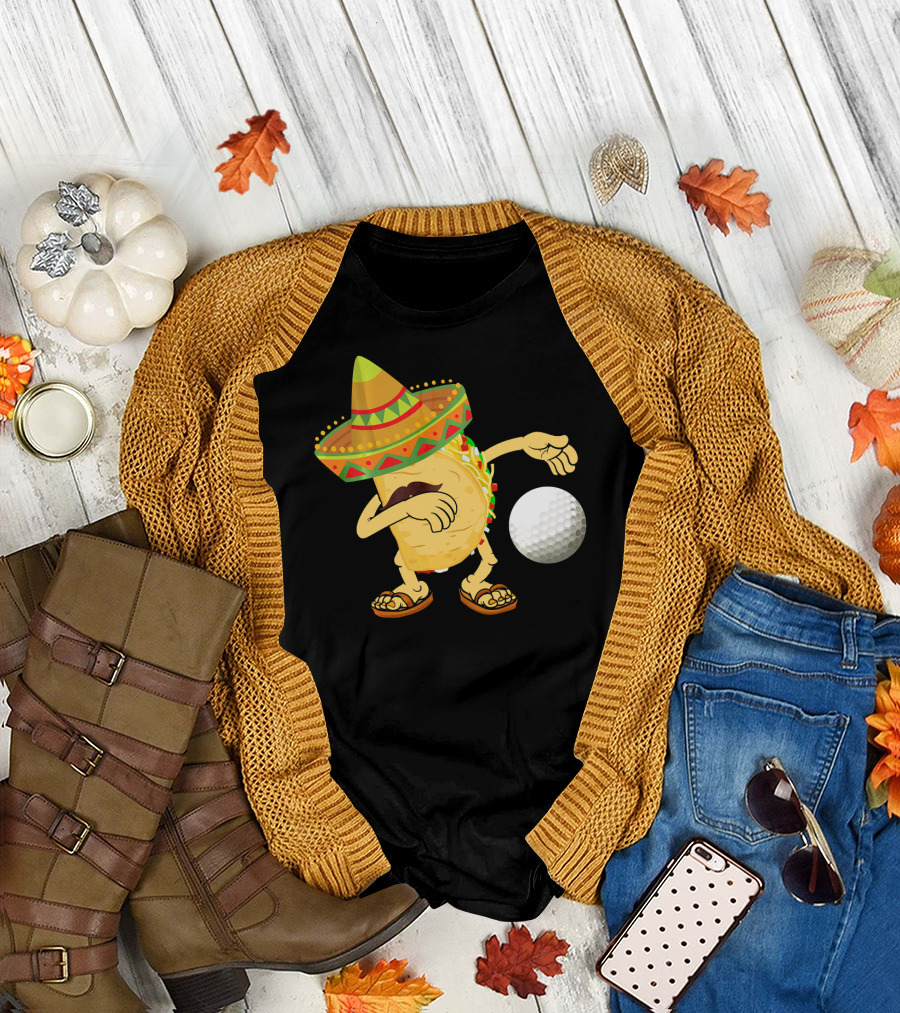 Dabbing Golf Taco Dab Funny Cinco Sombrero Dance T-Shirt