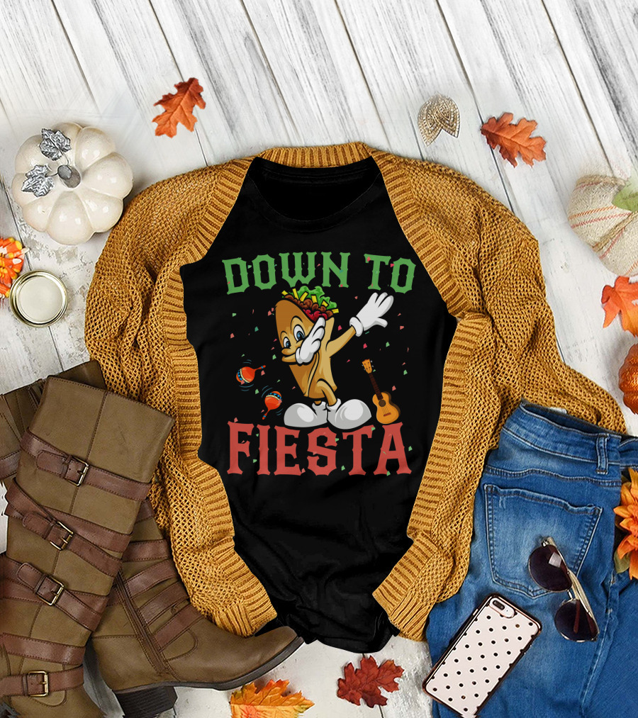 Down to Fiesta Dabbing Burrito Funny Cinco De Mayo T-Shirt