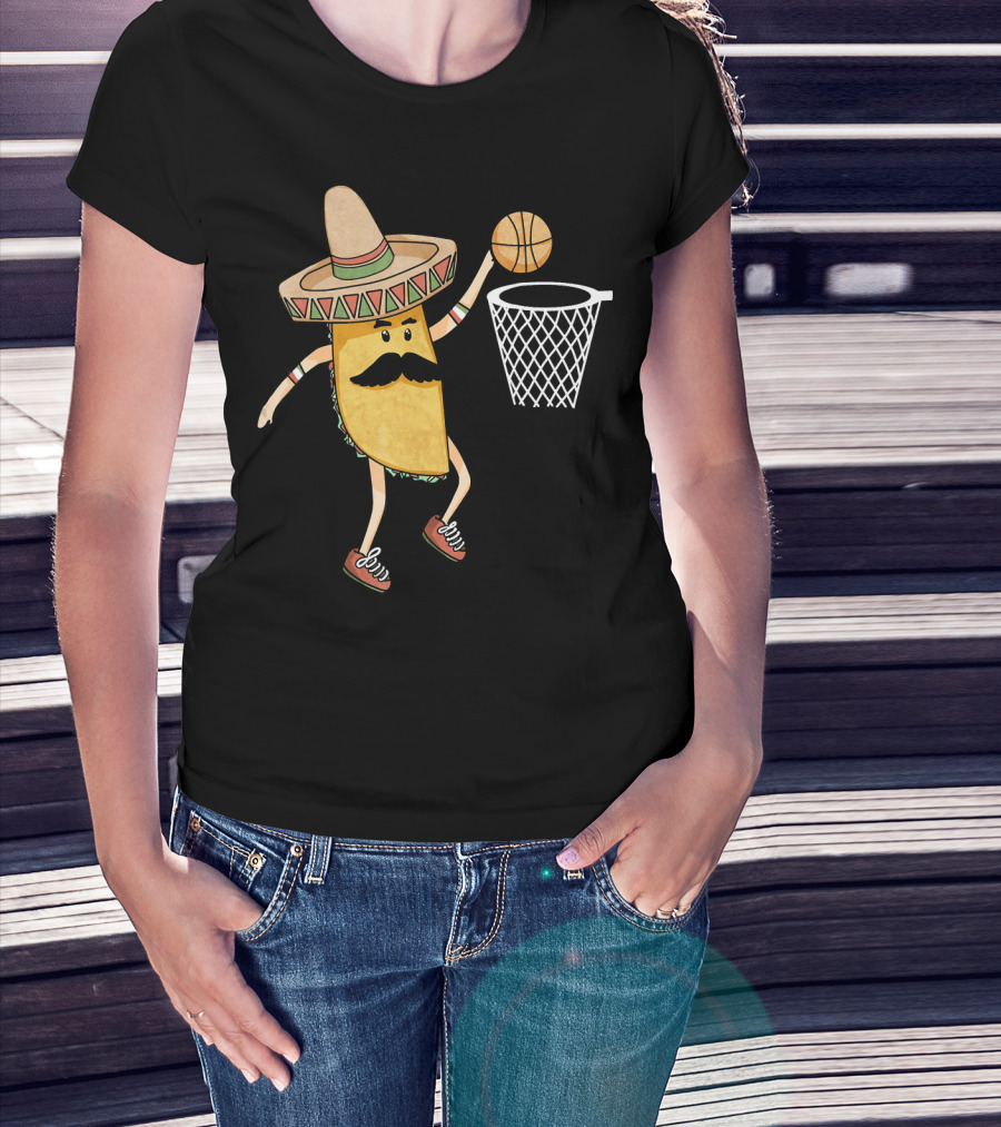 Sombrero Taco Slam Dunk Basketball Sports Fun T-Shirt