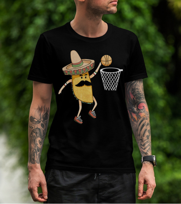 Sombrero Taco Slam Dunk Basketball Sports Fun T-Shirt