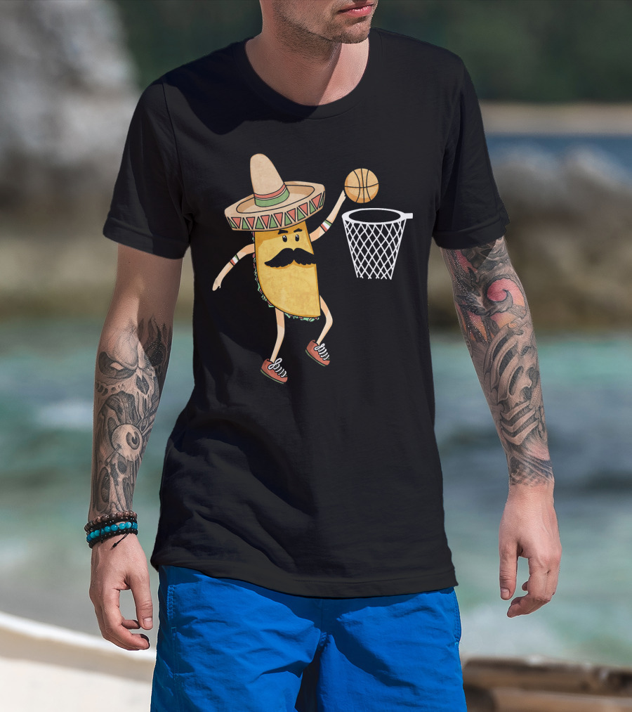 Sombrero Taco Slam Dunk Basketball Sports Fun T-Shirt