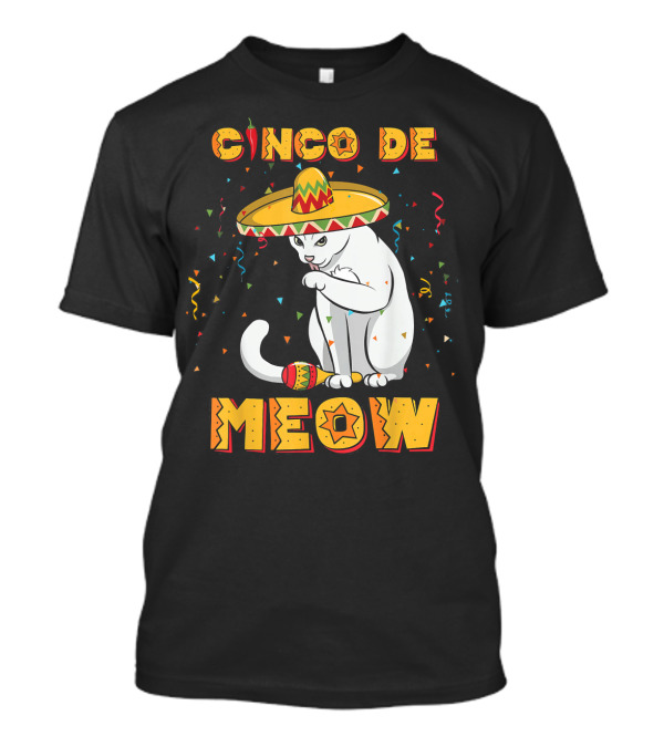 Cinco De Meow Cat In Sombrero Confetti T-Shirt