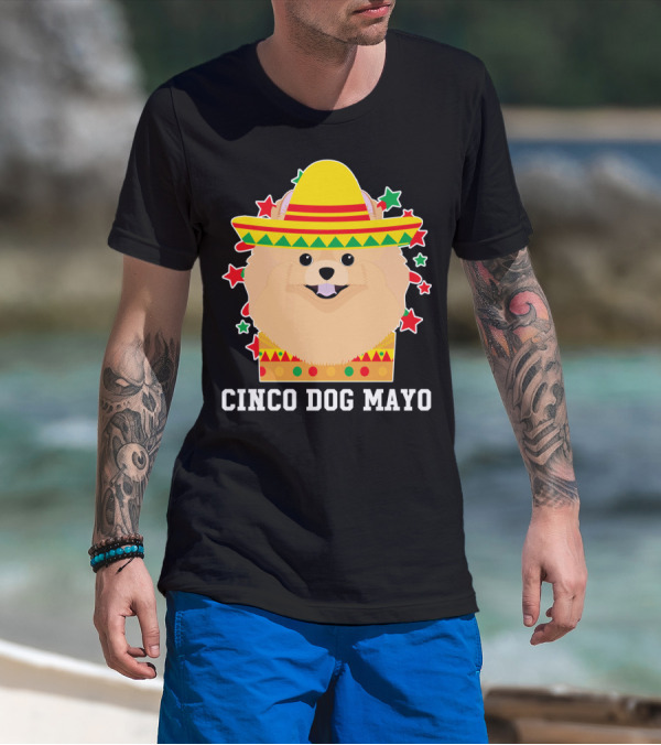 Cinco Dog Mayo Pomeranian Sombrero Stars T-Shirt