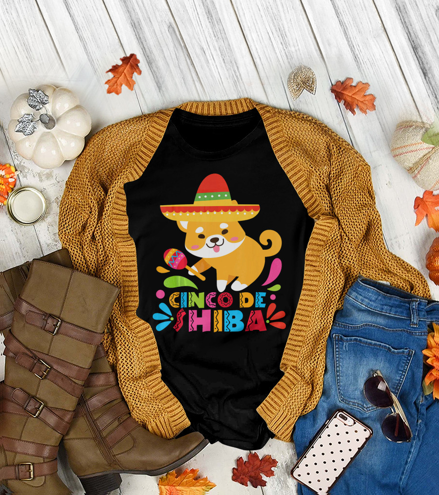 Cinco De Shiba Dog Mexican Fiesta T-Shirt