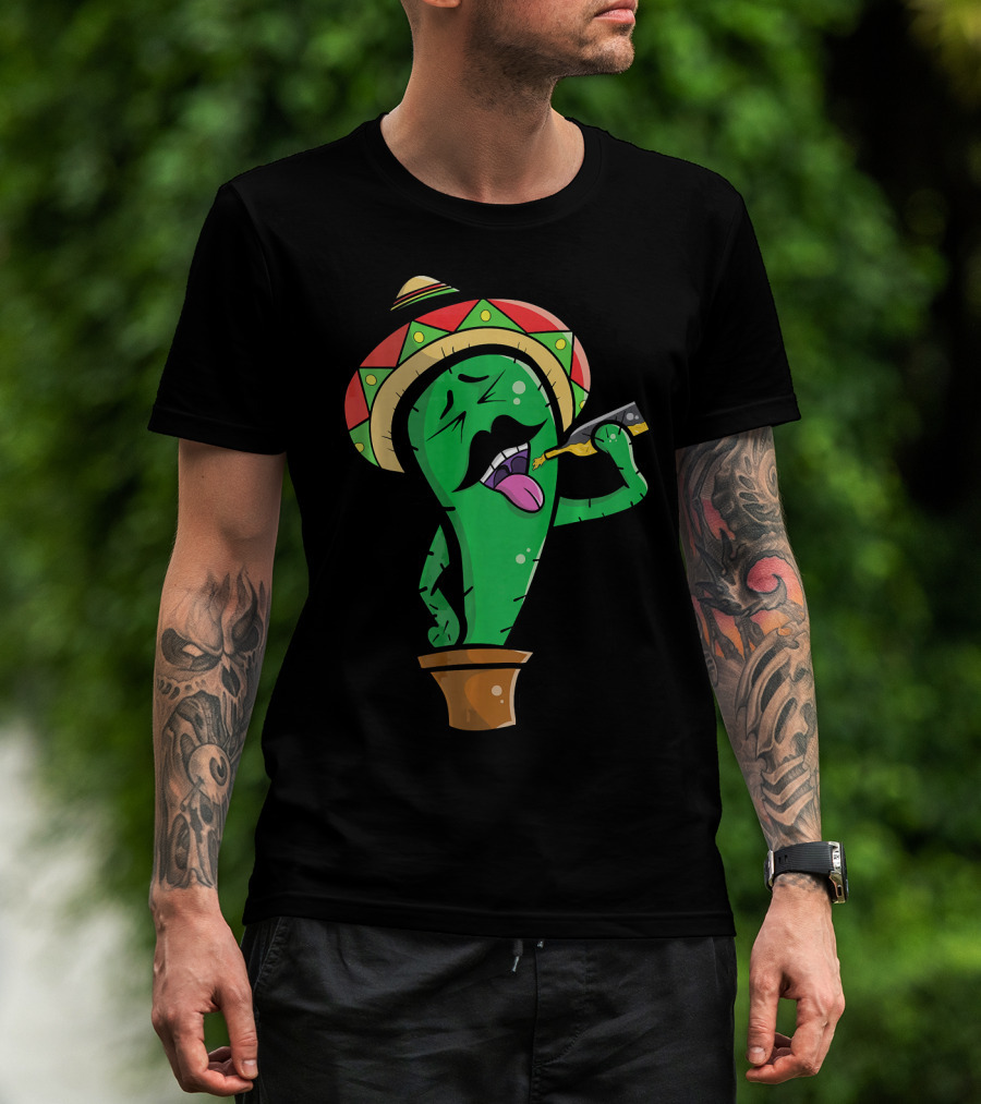 Funny Drinking Mexican Cactus Cinco De Mayo Sombrero Party T-Shirt