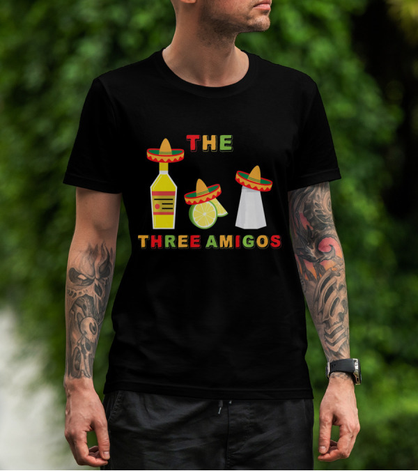 Cinco De Mayo Three Amigos Tequila Lime Sombreros T-Shirt