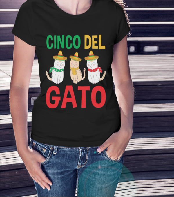 Cinco Del Gato Funny Mexican Cats Sombrero T-Shirt