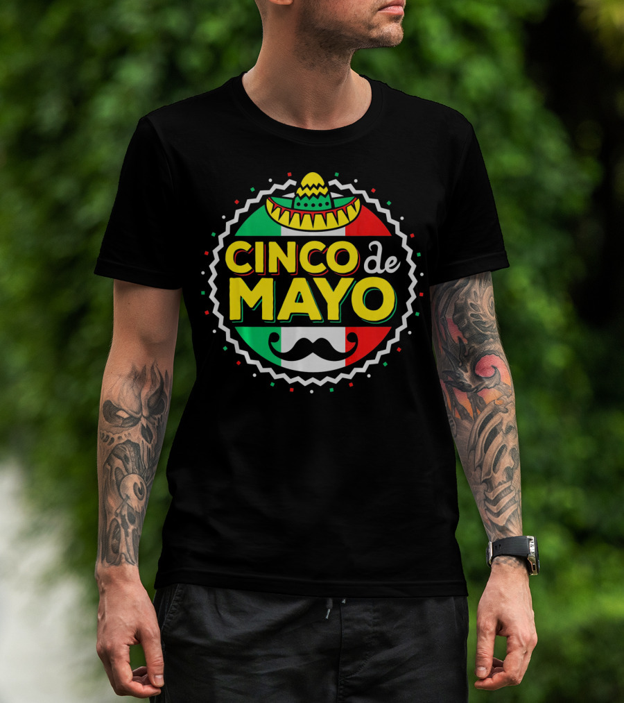 Cinco De Mayo Mexican Sombrero Mustache T-Shirt