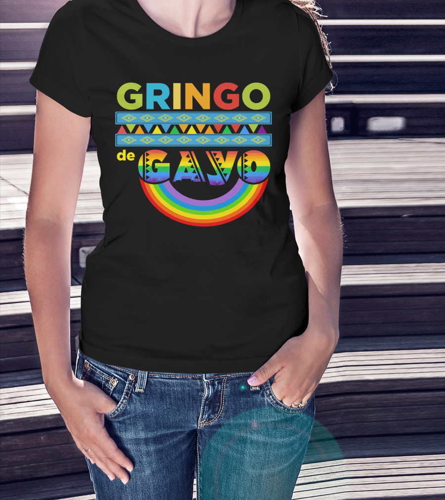 Mens Gay Gringo De Gayo Funny Cinco De Mayo LGB Rainbow T-Shirt