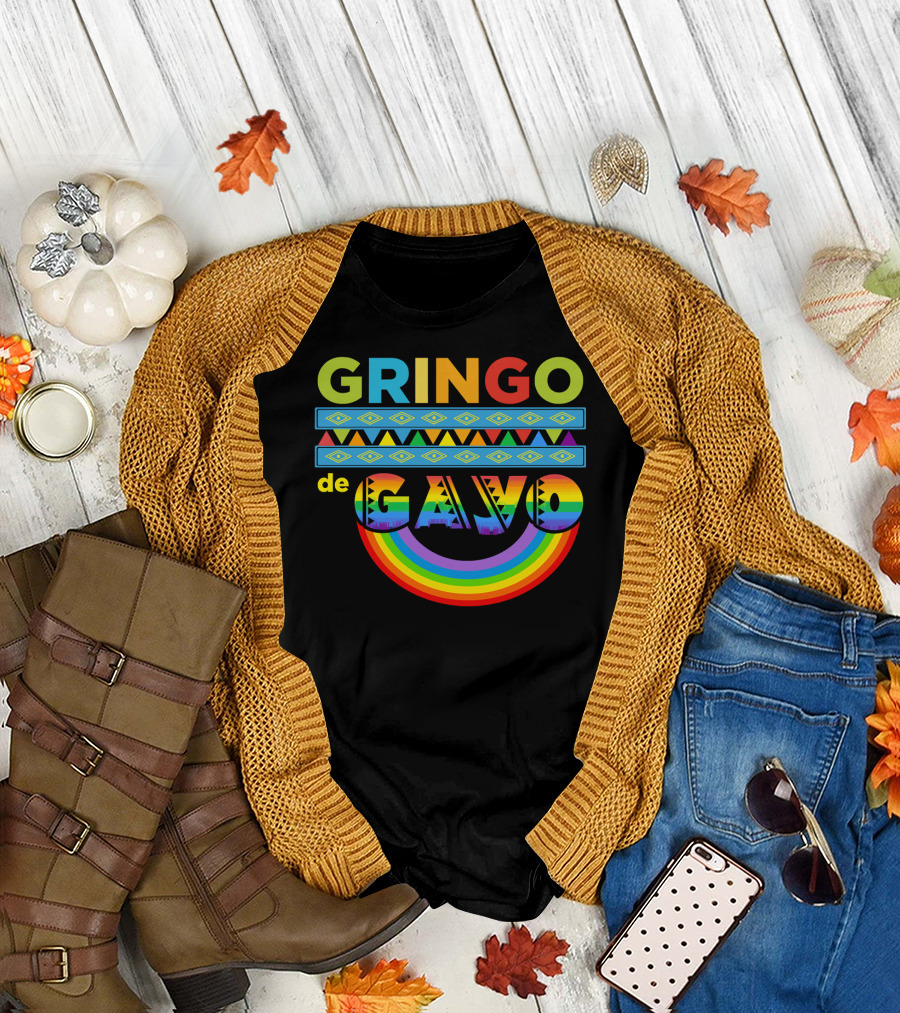 Mens Gay Gringo de Gayo Funny Cinco De Mayo LGB Rainbow T-Shirt