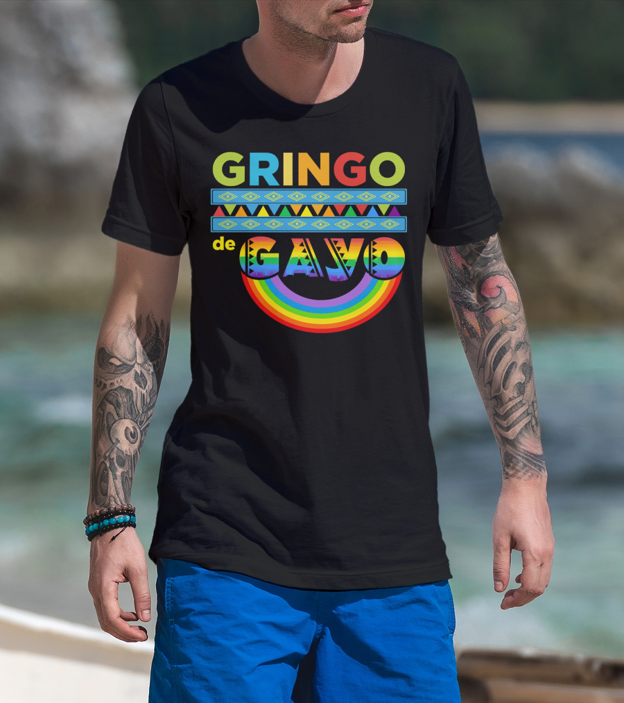 Mens Gay Gringo De Gayo Funny Cinco De Mayo LGB Rainbow T-Shirt