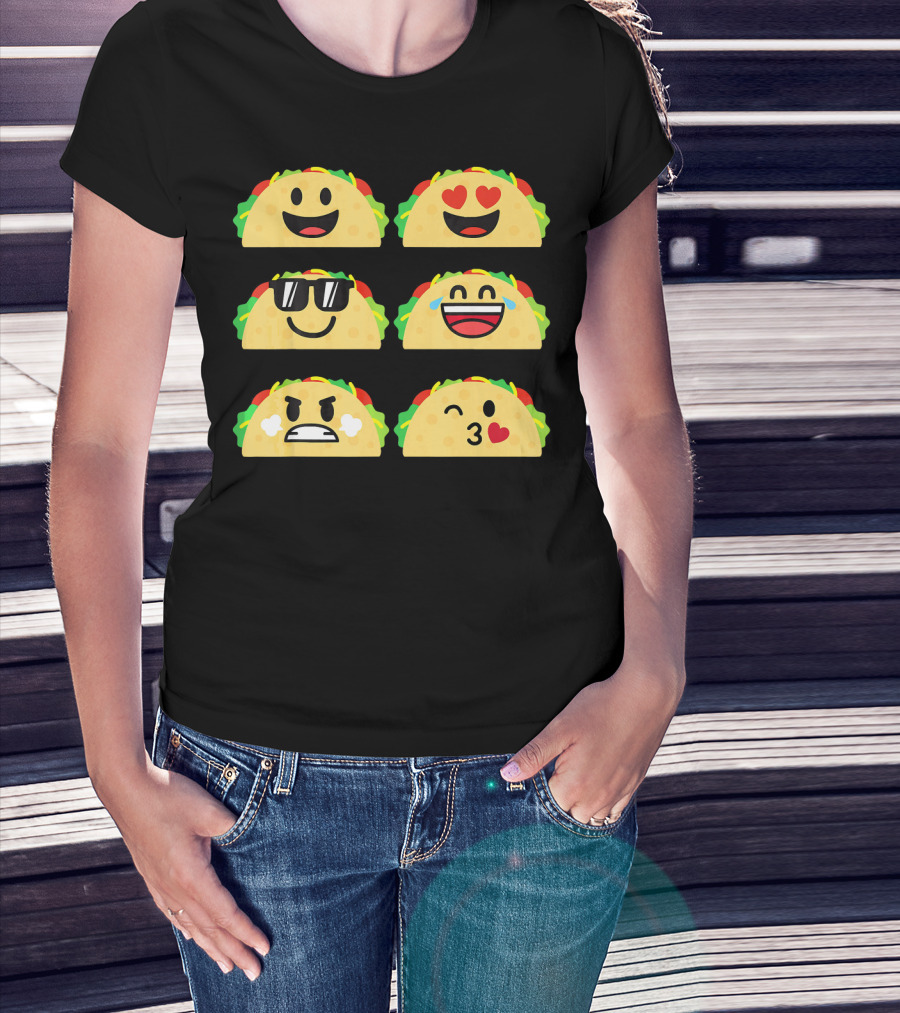 Taco Emoji Cute Cinco De Mayo Fun Expressions T-Shirt
