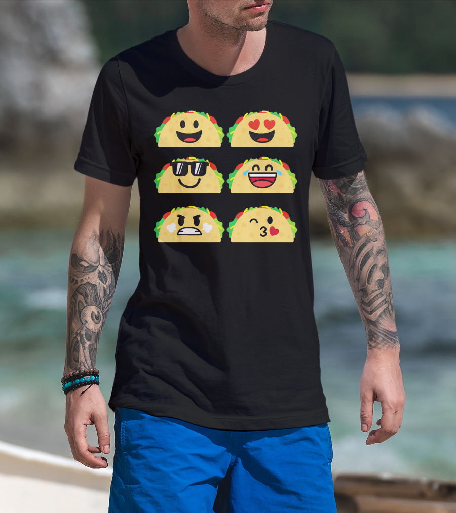 Taco Emoji Cute Cinco De Mayo Fun Expressions T-Shirt