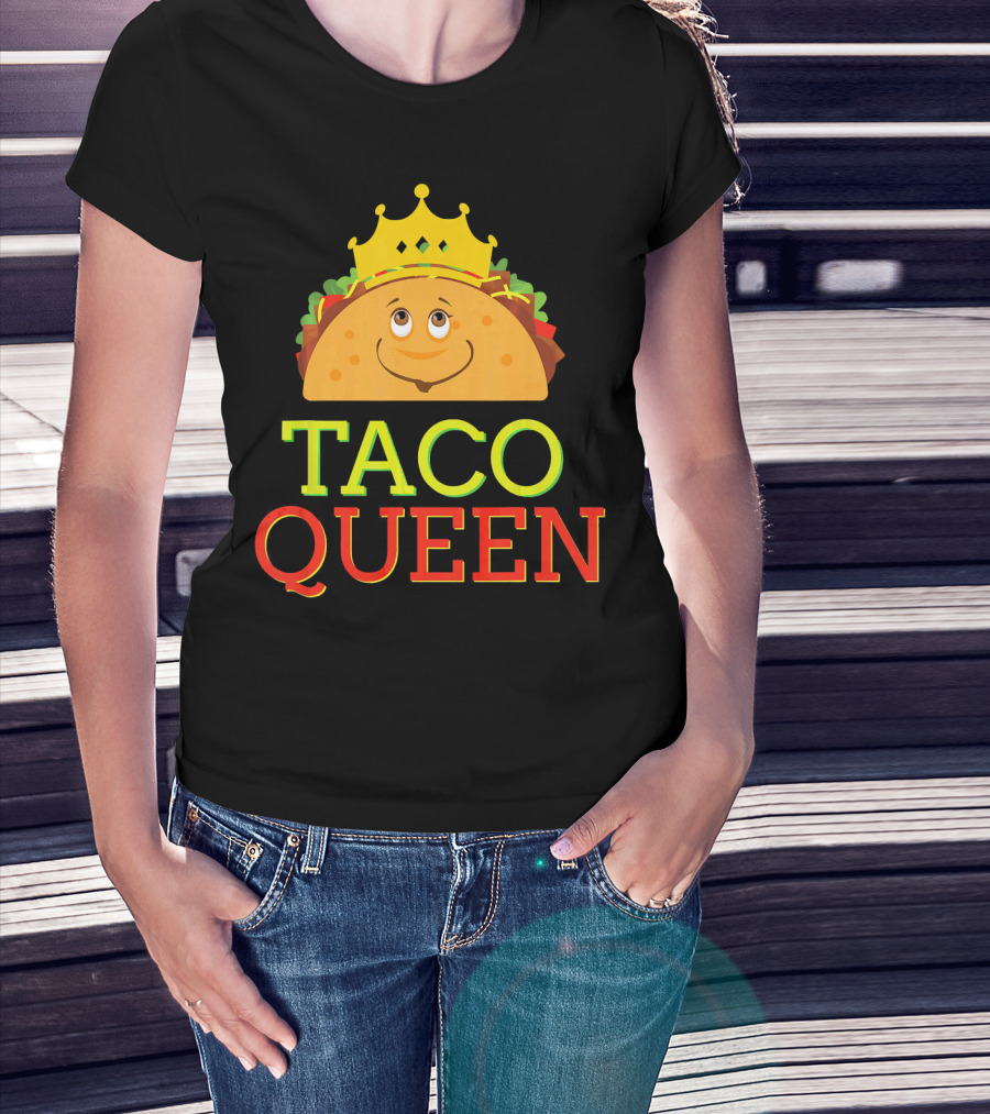 TACO QUEEN Funny Cinco DE Mayo Crowned Smiling Taco T-Shirt