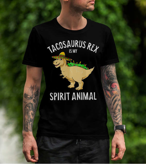 Tacosaurus Rex Is My Spirit Animal Sombrero Dinosaur With Taco Back T-Shirt