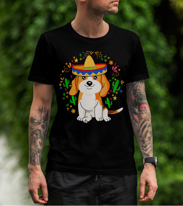 Cinco De Mayo Beagle Sombrero Cactus T-Shirt