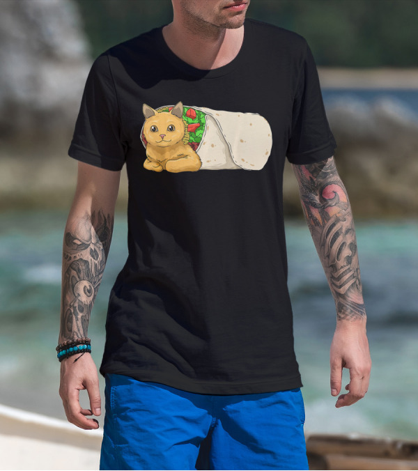 Cat Burrito Mexican Cat Cinco De Mayo Festive Humor T-Shirt