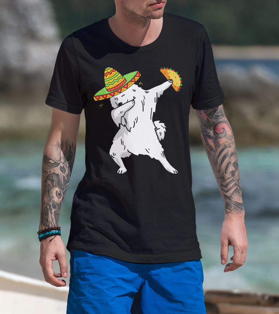 Cinco De Mayo Samoyed Dabbing With Taco And Sombrero T-Shirt