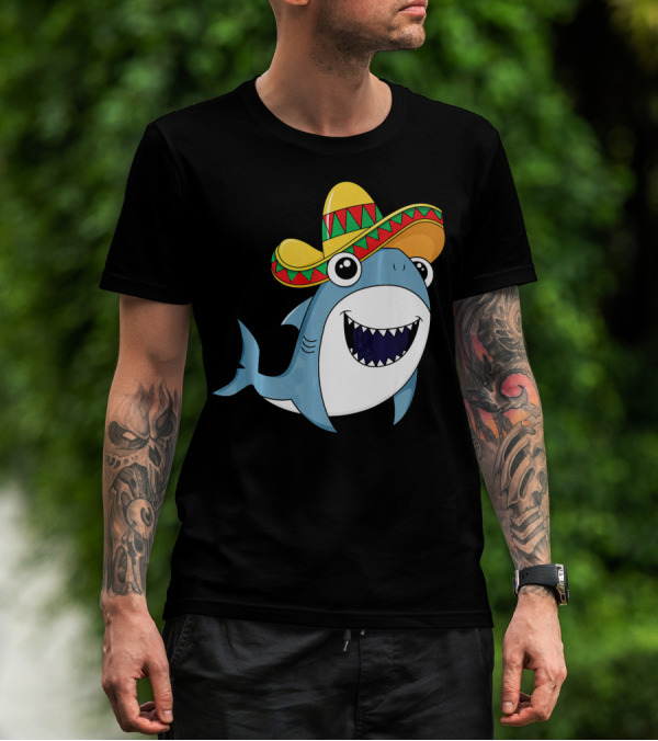 Kids Cinco De Mayo Sombrero Shark Boys Me T-Shirt