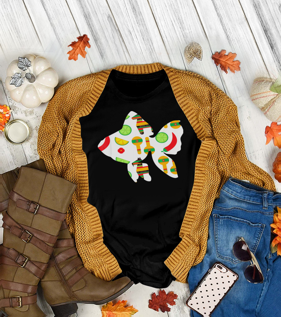 Funny Fish with Cinco De Mayo Maracas and Chili Peppers T-Shirt
