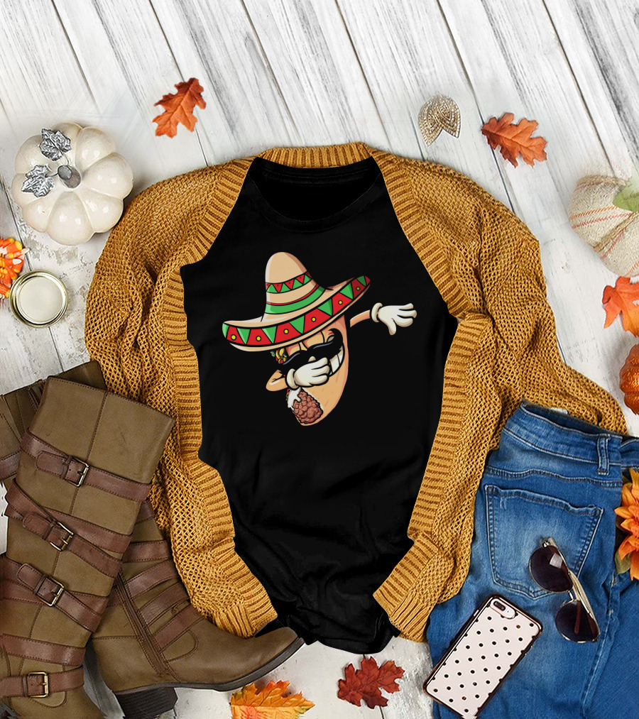 Funny Dabbing Taco Cinco de Mayo Fiesta Sombrero T-Shirt