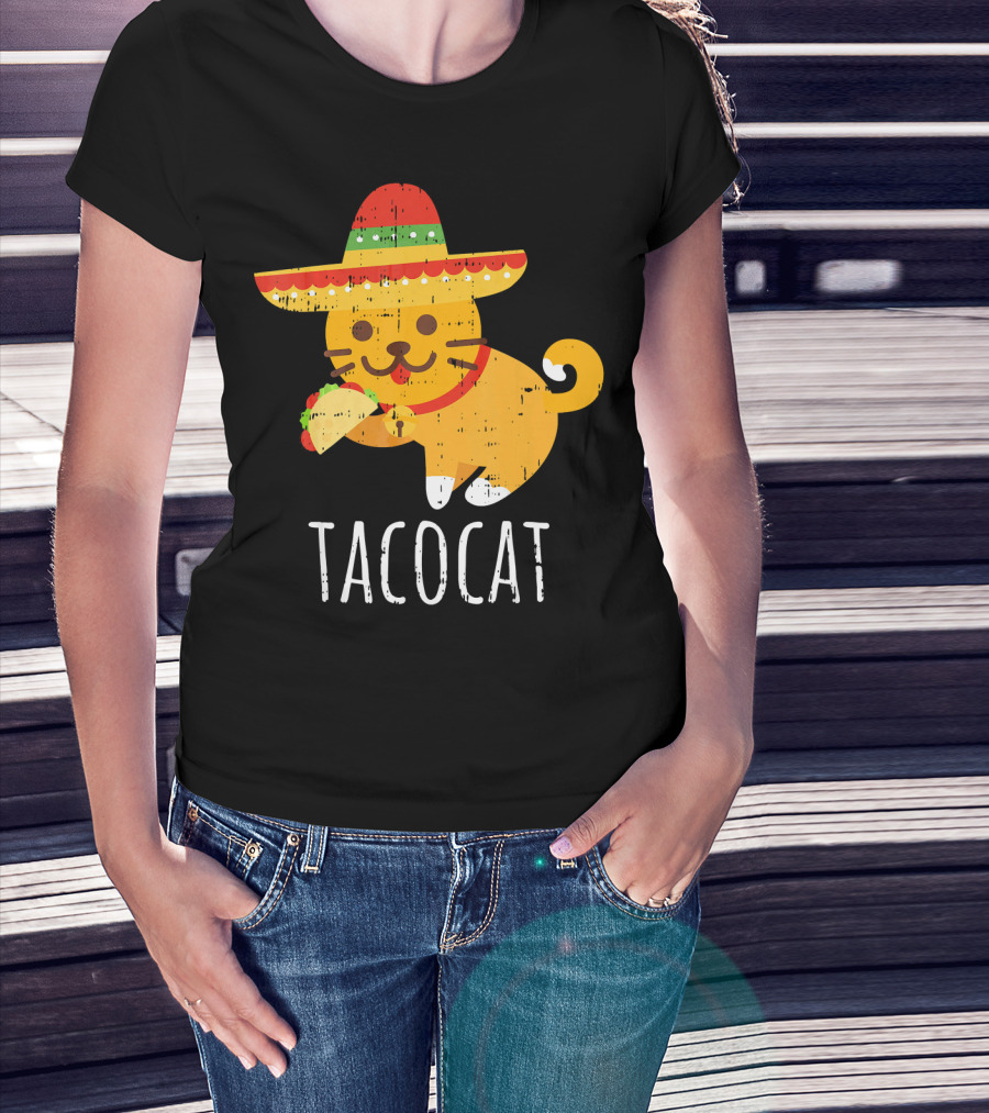 Tacocat Sombrero Taco Cat Funny Mexican Cinco De Mayo T-Shirt