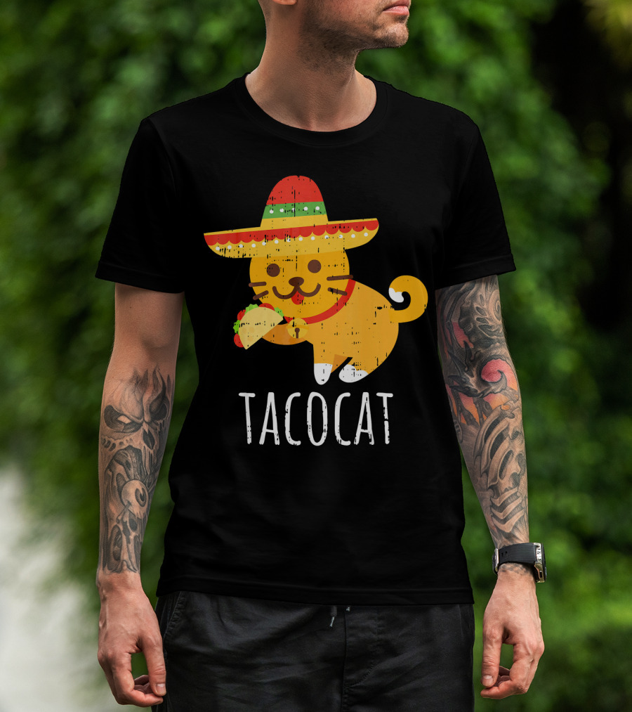 Tacocat Sombrero Taco Cat Funny Mexican Cinco De Mayo T-Shirt