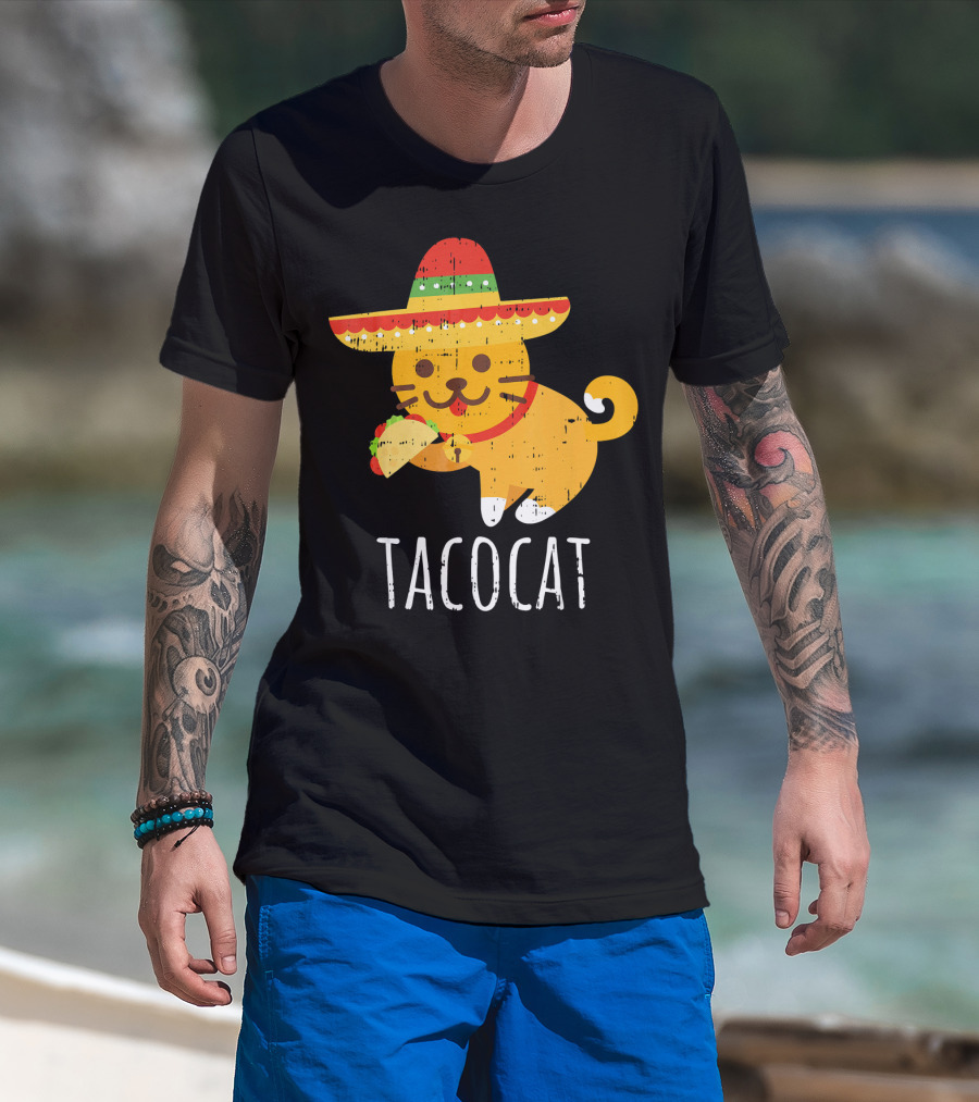 Tacocat Sombrero Taco Cat Funny Mexican Cinco De Mayo T-Shirt