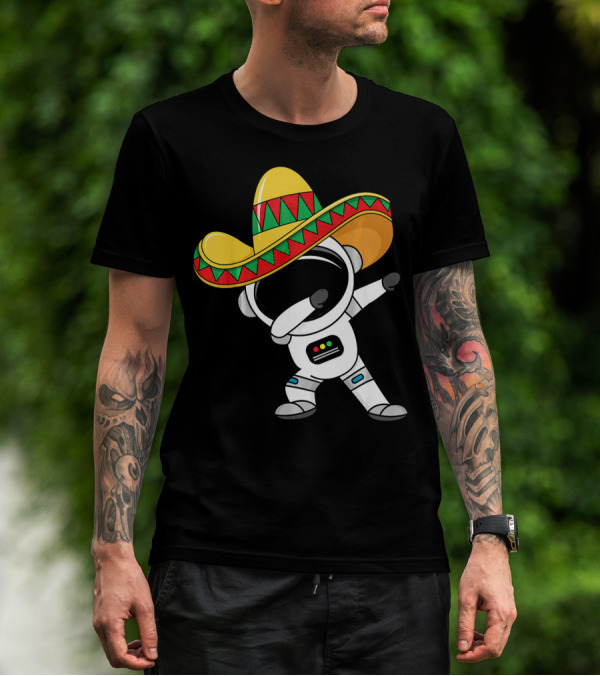Kids Cinco De Mayo Astronaut Sombrero Dabbing T-Shirt