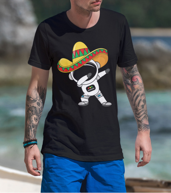 Kids Cinco De Mayo Astronaut Sombrero Dabbing T-Shirt