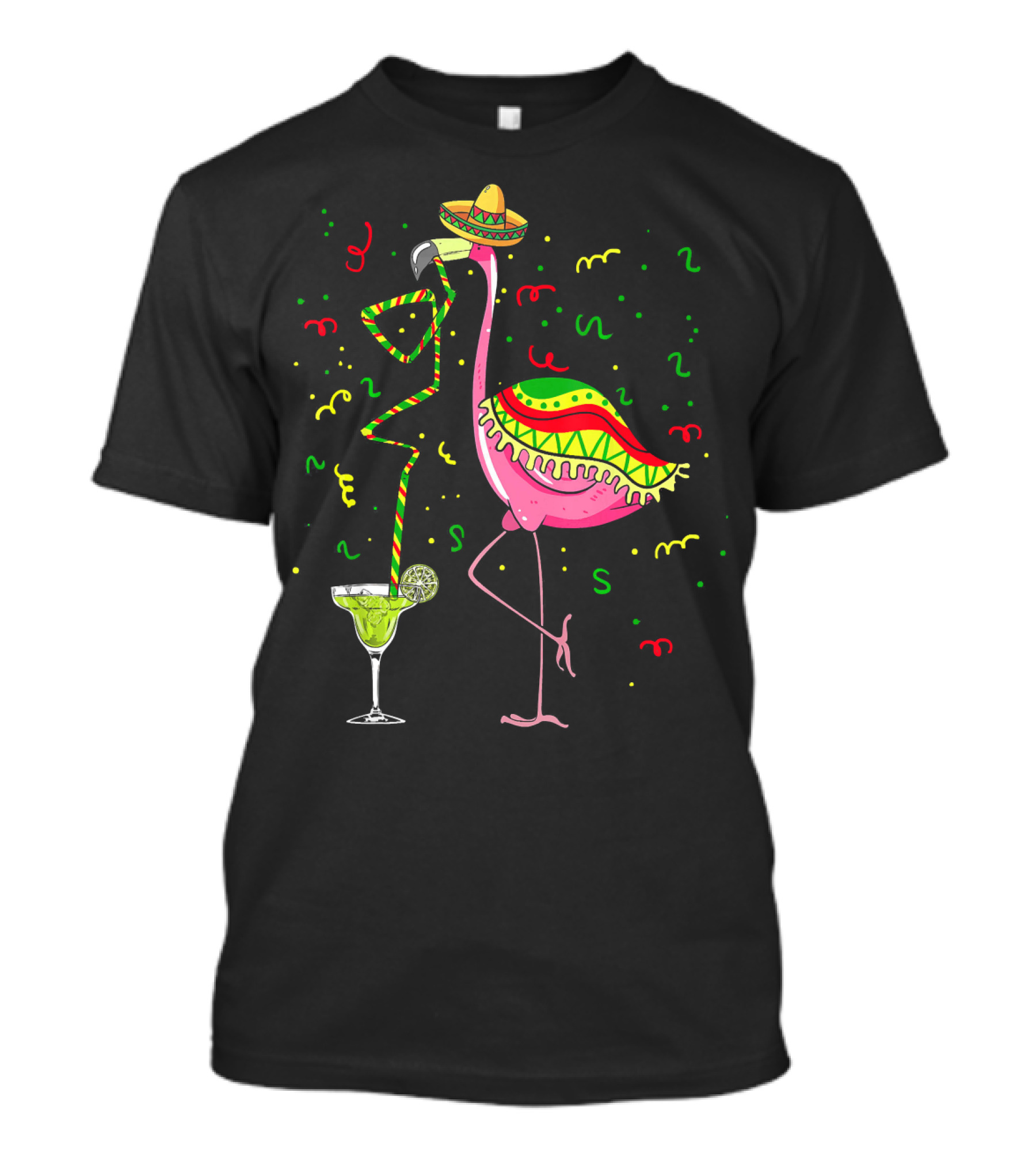 Cinco De Mayo Pink Flamingo Sombrero Margarita T-Shirt