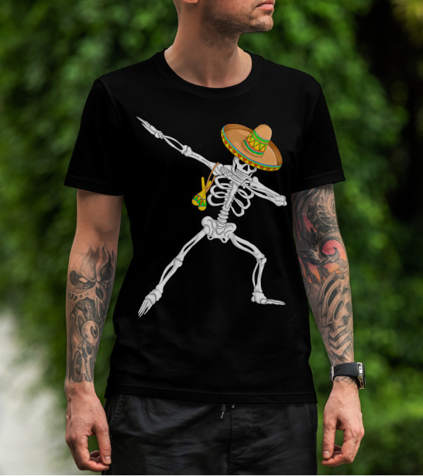 Cinco De Mayo Dabbing Skeleton Sombrero Dance T-Shirt