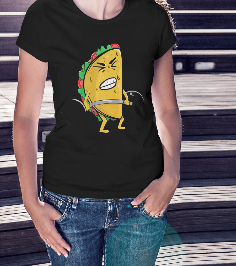 Funny Spanish Weightlifting Taco With Determined Expression T-Shirt