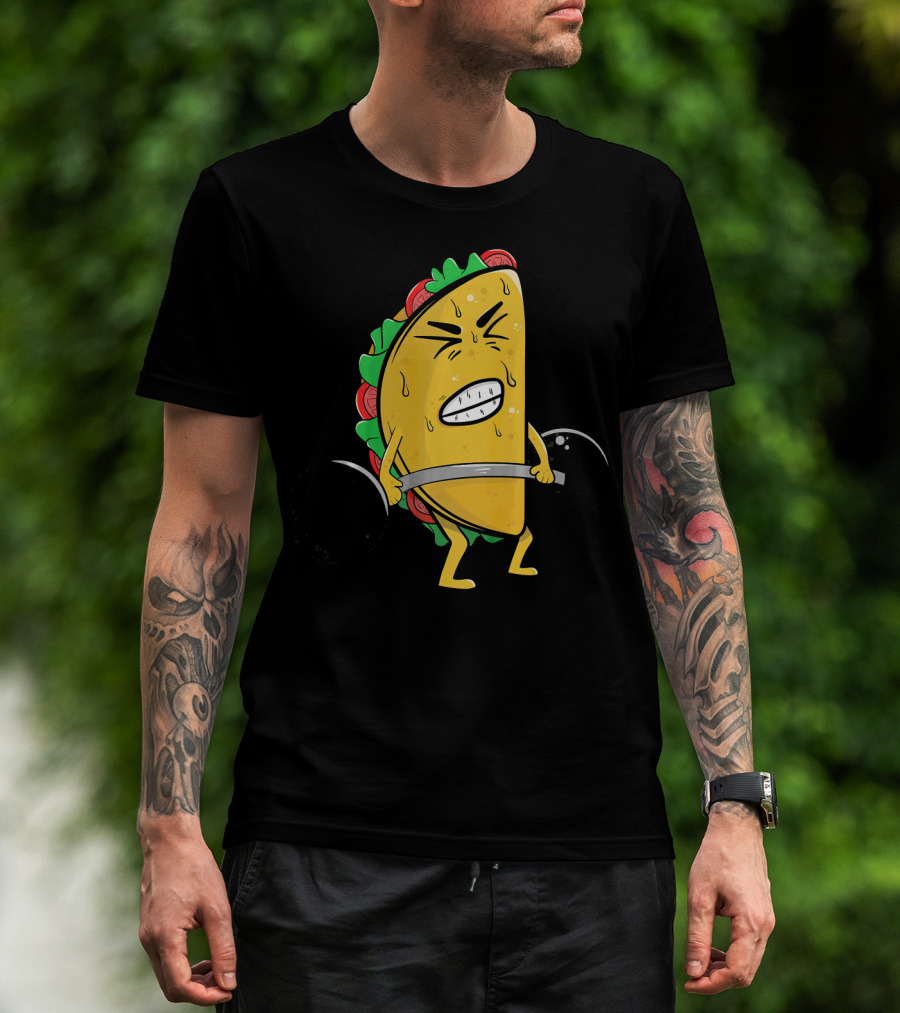 Funny Spanish Weightlifting Taco With Determined Expression T-Shirt