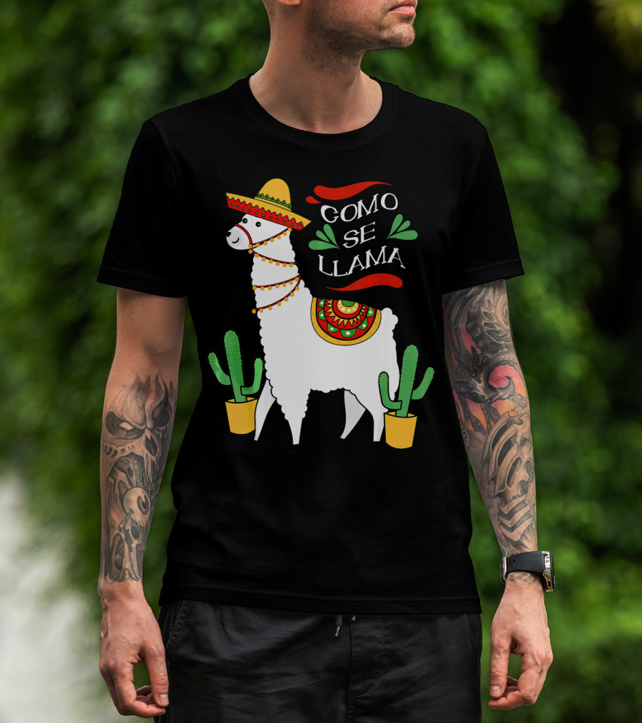 Como Se Llama Cactus Cute Llama With Sombrero Cinco De Mayo T-Shirt