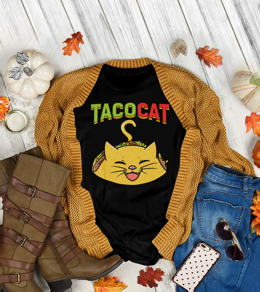 TacoCat Mexican Cinco de Mayo Cat with Smiling Taco Kitty T-Shirt