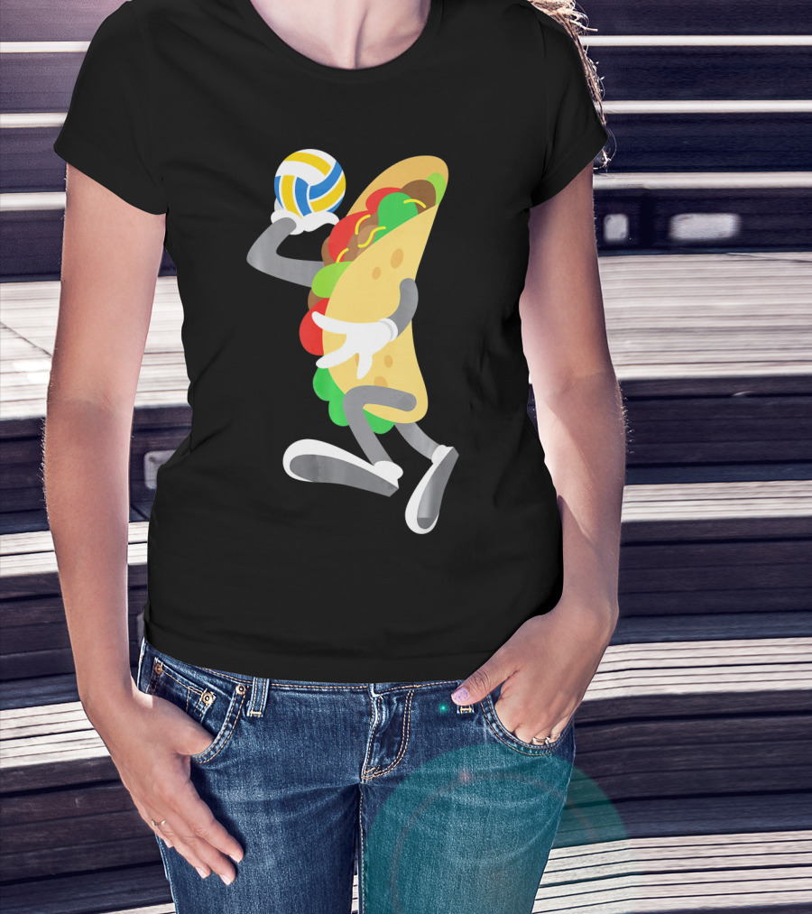 Taco Volleyball Ball Funny Mexican Cinco Volleyball Player T-Shirt