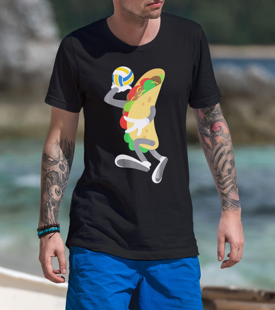 Taco Volleyball Ball Funny Mexican Cinco Volleyball Player T-Shirt