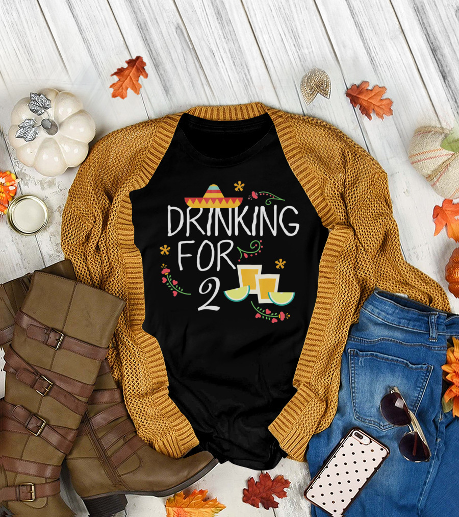 Drinking for Two Sombrero Lime Cinco De Mayo Pregnancy T-Shirt