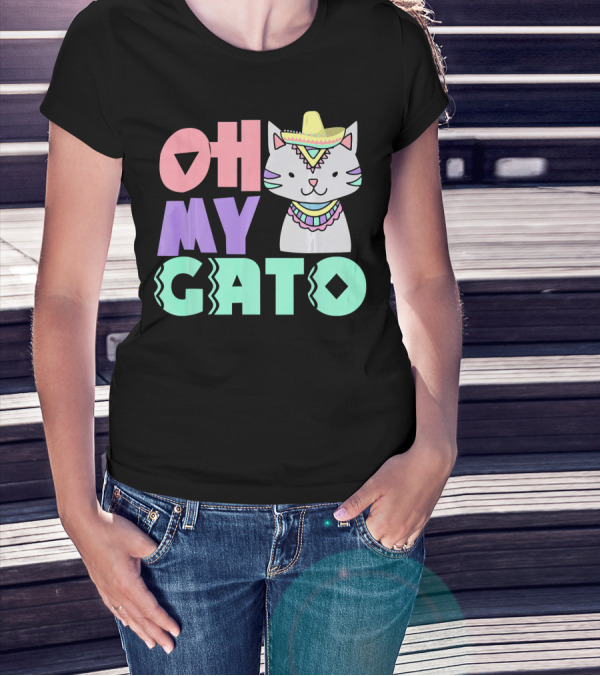 Oh My Gato Cinco De Mayo Cat Sombrero And Poncho T-Shirt