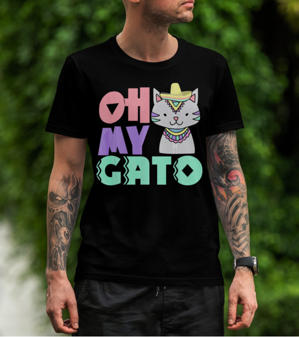 Oh My Gato Cinco De Mayo Cat Sombrero And Poncho T-Shirt