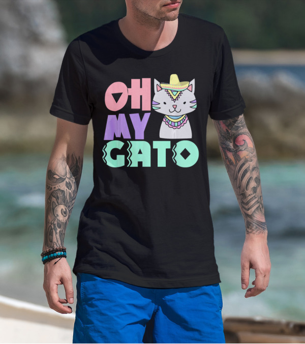 Oh My Gato Cinco De Mayo Cat Sombrero And Poncho T-Shirt