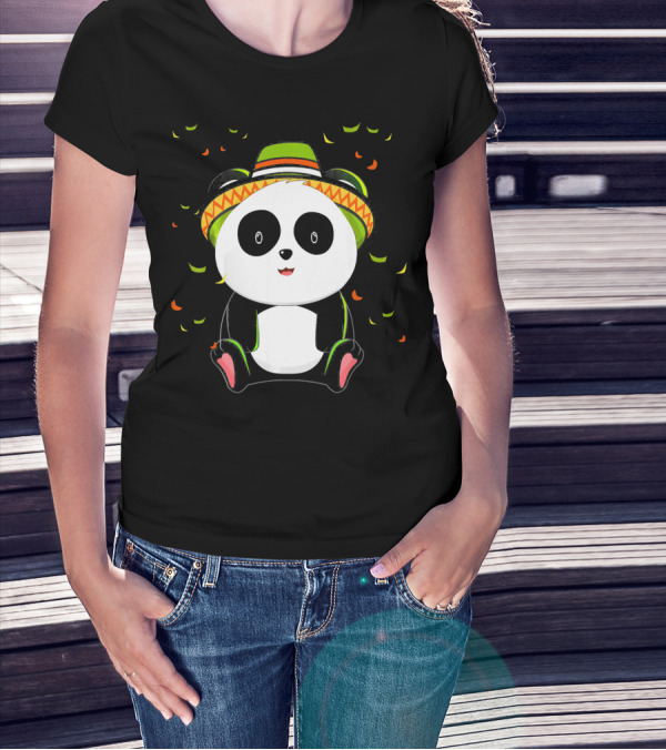 Cute Panda Bear With Sombrero For Cinco De Mayo 5th Of May T-Shirt