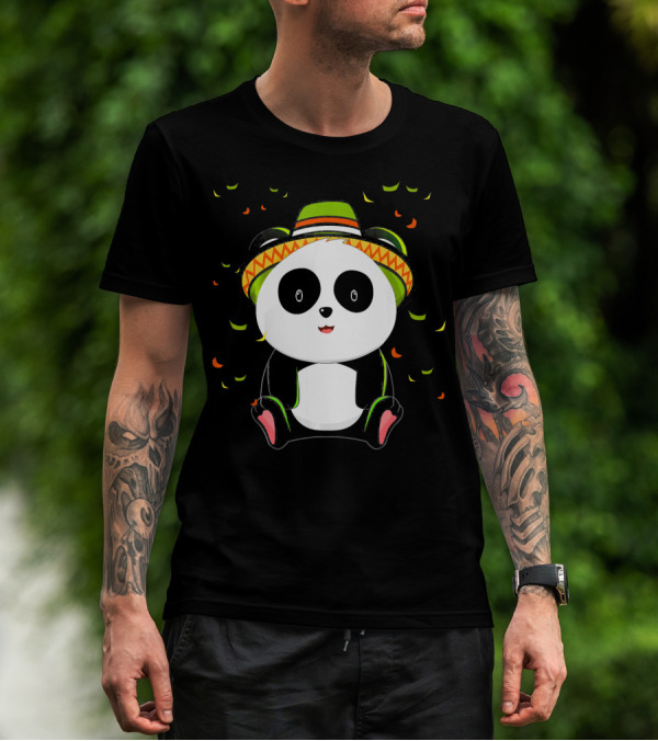 Cute Panda Bear With Sombrero For Cinco De Mayo 5th Of May T-Shirt