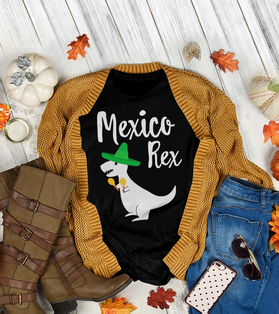 Mexico Rex Sombrero Maracas Cute Dinosaur Pun T-Shirt