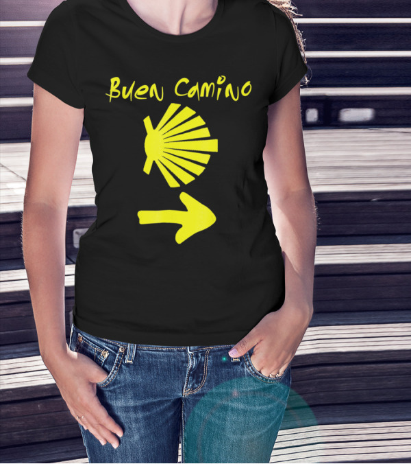 Buen Camino Santiago Yellow Shell Arrow T-Shirt
