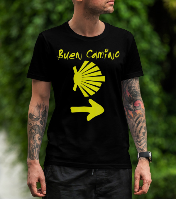 Buen Camino Santiago Yellow Shell Arrow T-Shirt