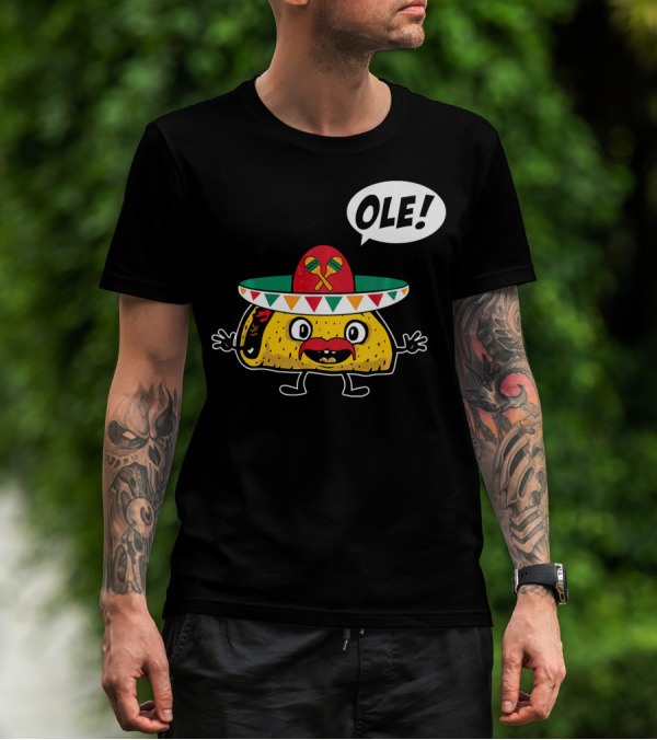 Ole Funny Taco With Sombrero For Cinco De Mayo T-Shirt