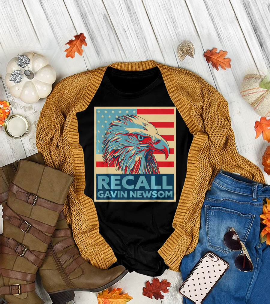 Recall Gavin Newsom American Eagle Flag T-Shirt