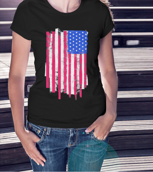 American Distressed USA Flag Patriotic T-Shirt